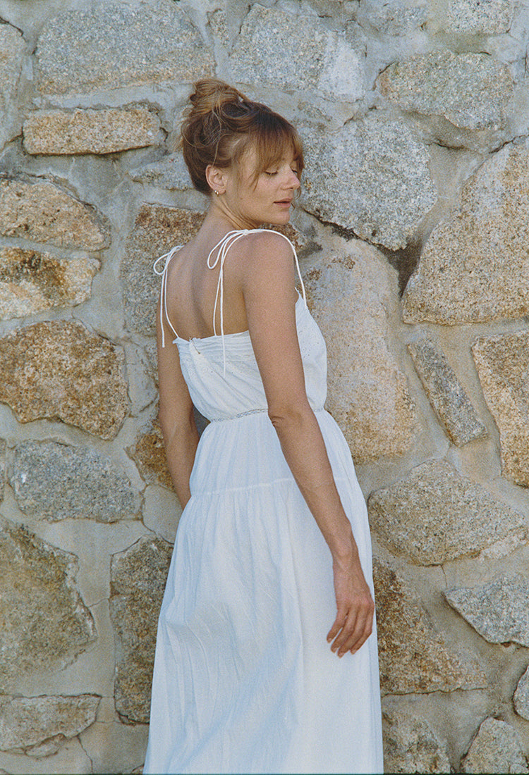 Petra White Embroidered Cotton Dress