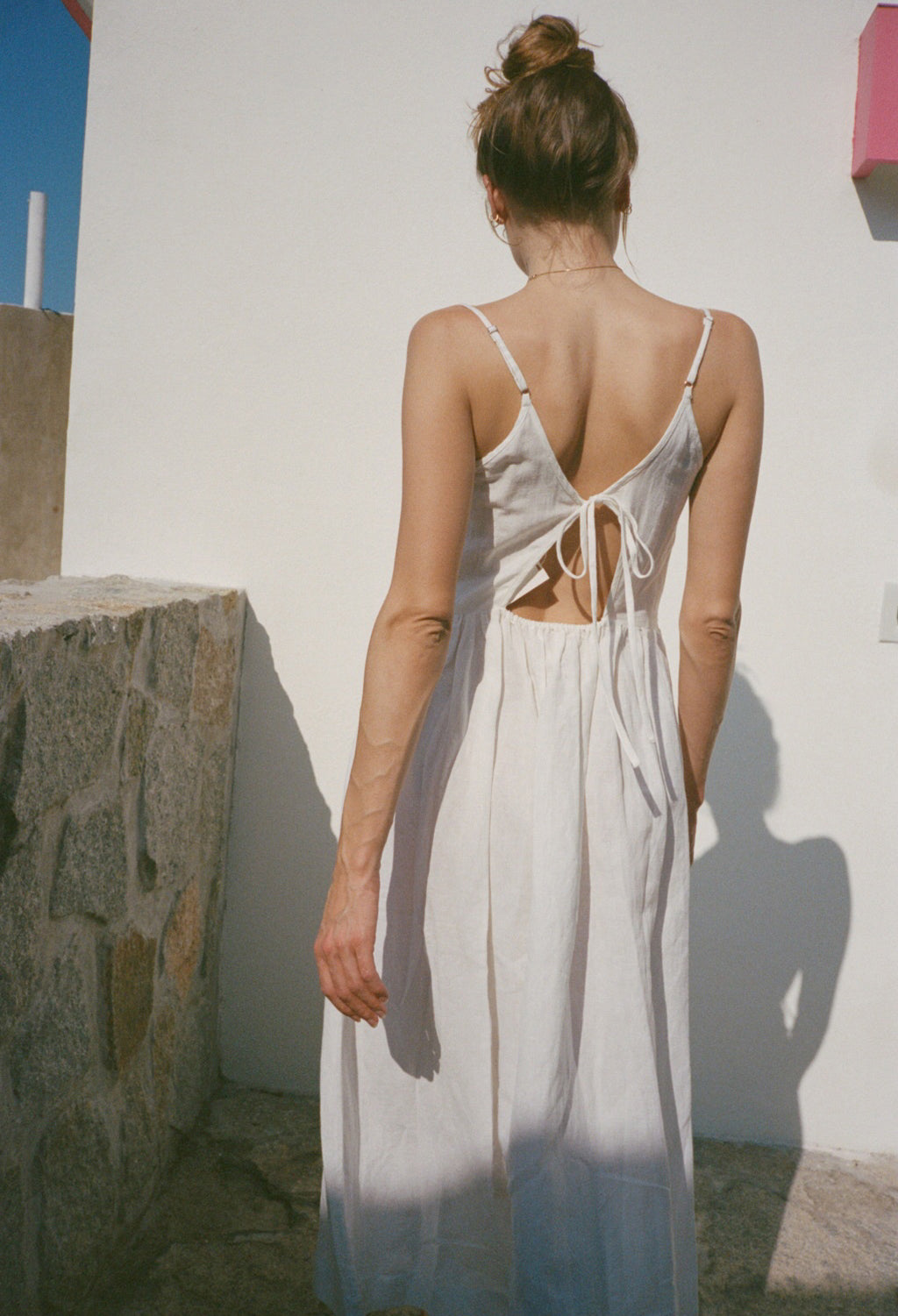 Neroni White Embroidered Linen Dress