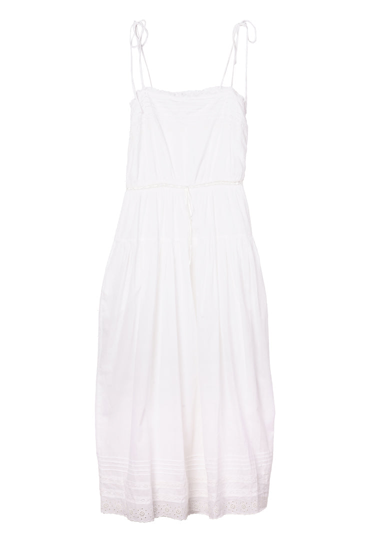 Petra White Embroidered Cotton Dress