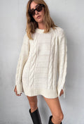 Pria Cable Knit Ivory Sweater Dress